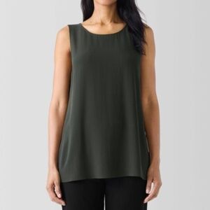 Eileen Fisher Crepe Silk Georgette Ballet Neck Tank Top